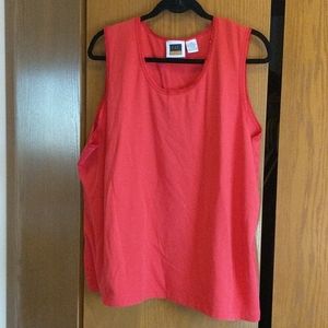 Embellished trim red tank